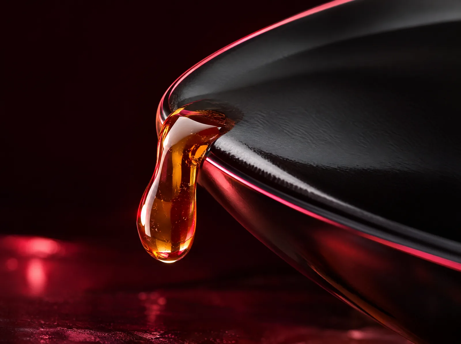 Macro render of a smooth ceramic-coated surface with a droplet sliding off